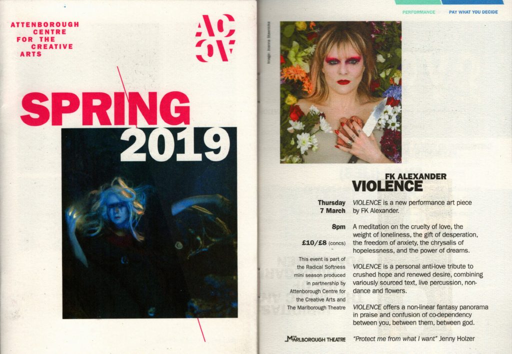 Violence, Attenborough Centre for the Creative Arts, March 2019